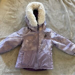 Snozu girls jacket white and  purple hoodie ski coat size 3T